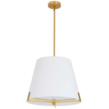 Load image into Gallery viewer, 4 LT Incandescent Pendant, AGB, WH fabric shade
