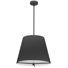 Load image into Gallery viewer, 4 LT Incandescent Pendant, MB, BK fabric shade
