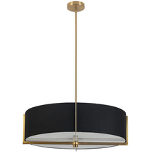 Load image into Gallery viewer, 4LT Incandescent Pendant, AGB, BK Shade
