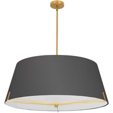 Load image into Gallery viewer, 4 LT Incandescent Pendant, AGB, BK fabric shade
