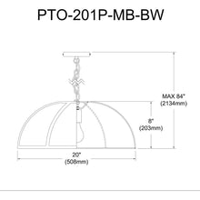 Load image into Gallery viewer, 1LT Incandescent Pendant, MB, WH Shade &amp; BK trim
