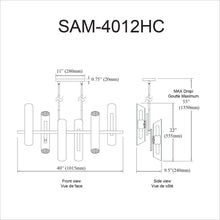 Load image into Gallery viewer, 12LT Horiz Chandelier, MB, Clear Fluted Glass
