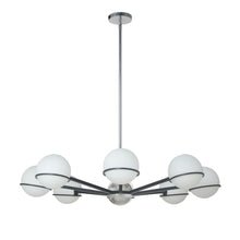 Load image into Gallery viewer, 8LT Halogen Chandelier, MB/PC with WH Opal Glass
