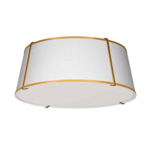Load image into Gallery viewer, 4LT Trapezoid Flush Mount, GLD with WH Shade
