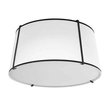 Load image into Gallery viewer, 3LT Trapezoid Flush Mount, MB with WH Shade
