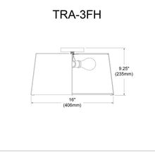 Load image into Gallery viewer, 3LT Trapezoid Flush Mount, MB with WH Shade
