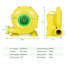 Load image into Gallery viewer, 1100W Air Blower Inflatable Blower for Inflatable Bounce House
