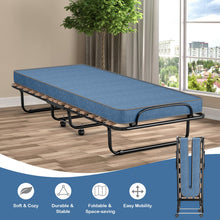 Load image into Gallery viewer, Portable Folding Bed with Foam Mattress and Sturdy Metal Frame Made in Italy-Navy
