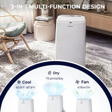 Load image into Gallery viewer, 12000BTU 3-in-1 Portable Air Conditioner with Remote-White
