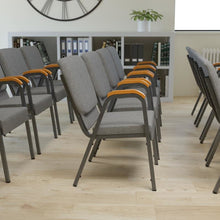 Load image into Gallery viewer, 21"W Stacking Wood Accent Arm Church Chair in Gray Fabric - Silver Vein Frame
