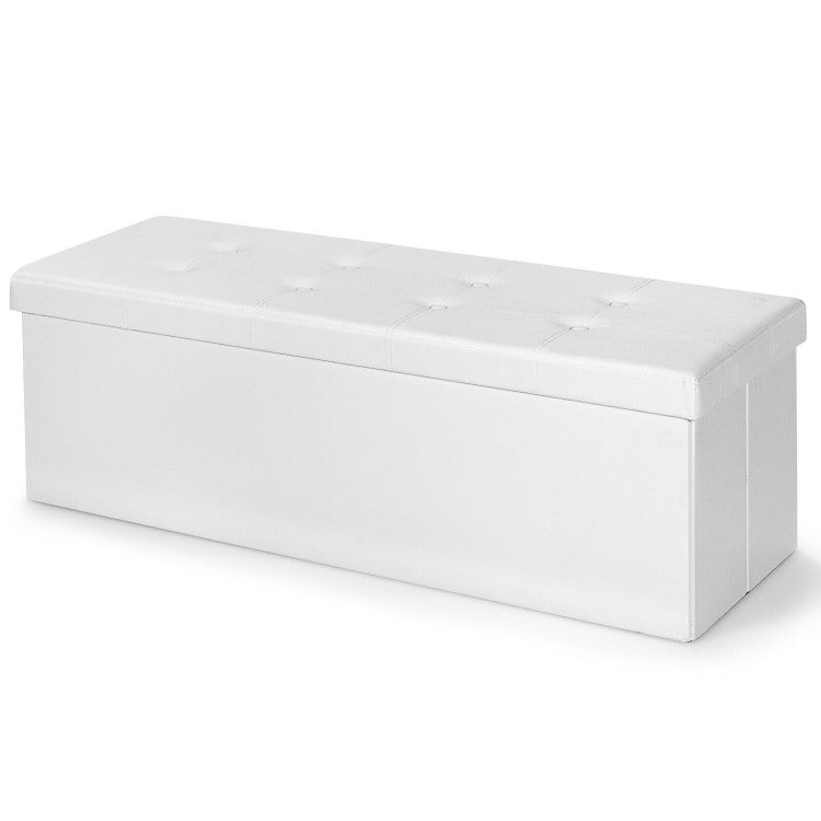 45 Inches Large Folding Ottoman Storage Seat-White