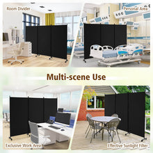 Load image into Gallery viewer, 3 Panel Folding Room Divider with Lockable Wheels-Black
