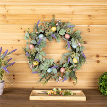 Load image into Gallery viewer, Lavender Egg Floral Wreath 22"D
