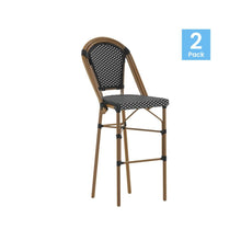 Load image into Gallery viewer, Bistro 30" High Barstools, Black/White/Bamboo Finish, Black/White
