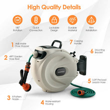 Load image into Gallery viewer, Wall Mounted Retractable Garden Hose Reel with Hose Nozzle
