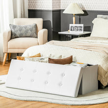 Load image into Gallery viewer, 45 Inches Large Folding Ottoman Storage Seat-White
