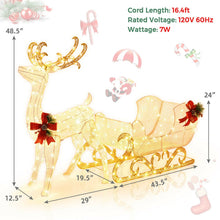 Load image into Gallery viewer, 6 Feet Christmas Lighted Reindeer and Santa&#39;s Sleigh Decoration with 4 Stakes
