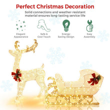 Load image into Gallery viewer, 6 Feet Christmas Lighted Reindeer and Santa&#39;s Sleigh Decoration with 4 Stakes
