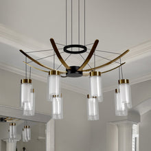 Load image into Gallery viewer, Pendant Light Height Adjustable Integrated LED Chandelier 8 Glass Shades
