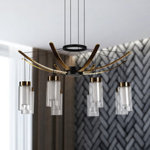 Load image into Gallery viewer, Pendant Light Height Adjustable Integrated LED Chandelier 8 Glass Shades
