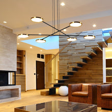 Load image into Gallery viewer, Pendant Light Height Adjustable Integrated LED Chandelier 6 Rotating LED Disks
