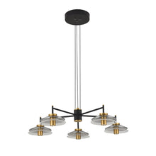 Load image into Gallery viewer, 5-Light Pendant Lighting Height Adjustable Integrated LED Black Chandelier
