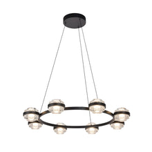 Load image into Gallery viewer, 8-Light Pendant Lighting Height Adjustable Integrated LED Chandelier in Black
