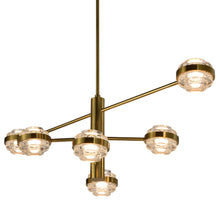 Load image into Gallery viewer, 6-Light Pendant Lighting Integrated LED Chandelier in Antique Brass
