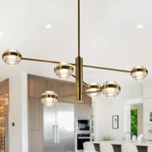 Load image into Gallery viewer, 6-Light Pendant Lighting Integrated LED Chandelier in Antique Brass
