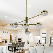 Load image into Gallery viewer, 6-Light Pendant Lighting Integrated LED Chandelier in Antique Brass
