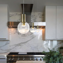 Load image into Gallery viewer, Integrated LED Height Adjustable Pendant Light with Globe Shade, Brass
