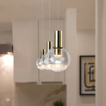 Load image into Gallery viewer, Integrated LED Height Adjustable Pendant Light with Globe Shade, Brass
