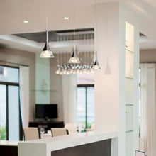 Load image into Gallery viewer, Integrated LED Height Adjustable Pendant Light with Cone Shade in Black
