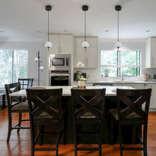 Load image into Gallery viewer, Integrated LED Height Adjustable Pendant Light with Glass Shade in Black
