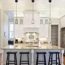 Load image into Gallery viewer, Integrated LED Height Adjustable Pendant Light with Glass Shade in Black
