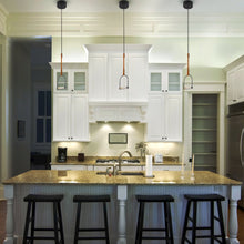 Load image into Gallery viewer, Integrated LED Height Adjustable Pendant Light with Glass Shade in Black

