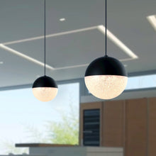 Load image into Gallery viewer, Integrated LED Height Adjustable Pendant Light with Globe Shade in Black
