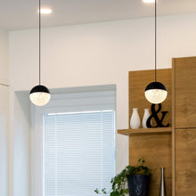 Load image into Gallery viewer, Integrated LED Height Adjustable Pendant Light with Globe Shade in Black
