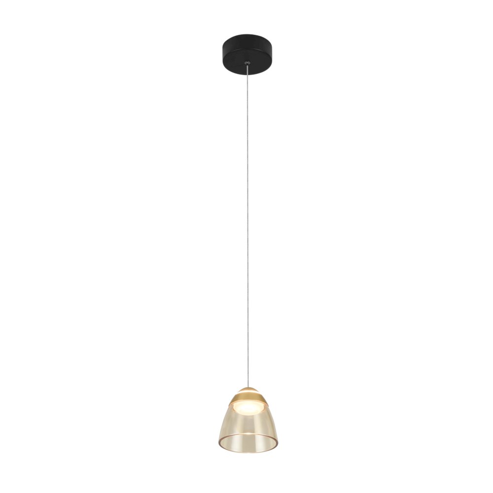 1-Light Integrated LED Black Height Adjustable Pendant Lighting