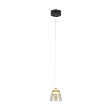 Load image into Gallery viewer, 1-Light Integrated LED Black Height Adjustable Pendant Lighting
