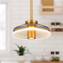 Load image into Gallery viewer, 100-277V 1-Light Integrated LED Black Height Adjustable Pendant Lighting
