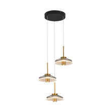 Load image into Gallery viewer, 3-Light Integrated LED Pendant Lighting Height Adjustable Black Chandelier
