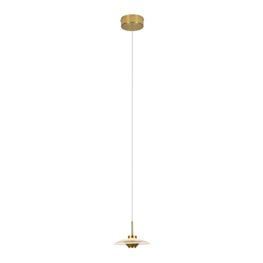 1-Light Integrated LED Height Adjustable Pendant Lighting in Antique Brass