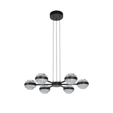 Load image into Gallery viewer, 6-Light Height Adjustable Pendant Lighting Integrated LED Chandelier in Black
