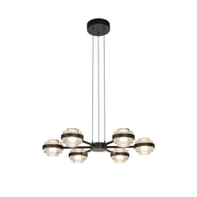Load image into Gallery viewer, 6-Light Height Adjustable Pendant Lighting Integrated LED Chandelier in Black
