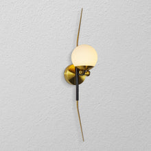 Load image into Gallery viewer, Integrated LED Wall Sconce Light with Glass Shade in Antique Brass
