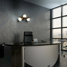 Load image into Gallery viewer, Integrated LED Wall Sconce Light with 3 Glass Shades in Antique Brass
