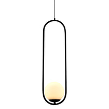 Load image into Gallery viewer, Integrated LED Height Adjustable Pendant Light in Black with Glass Shade
