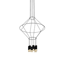 Load image into Gallery viewer, 6-Light Integrated LED Height Adjustable Circular Pendant Lighting Black
