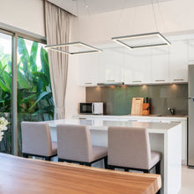 Load image into Gallery viewer, Integrated LED Pendant Light Square Height Adjustable Chandelier in Silver
